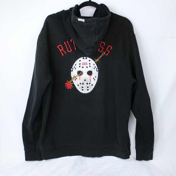 DGK Fierce Ruthless Black Jason Embroidered SK8R Pullover Hoodie Size X-Large - Picture 7 of 7